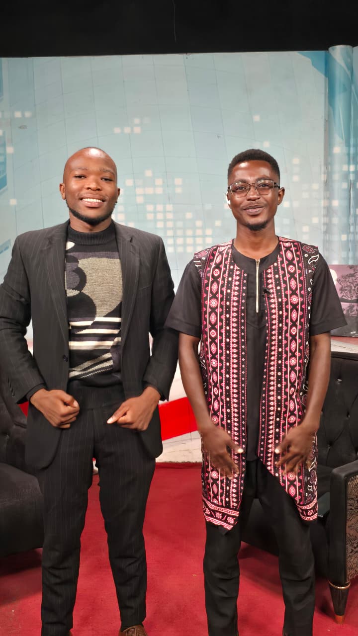 Samwel Elegwa with Hassan Lewa at the KUTV Kenya studio